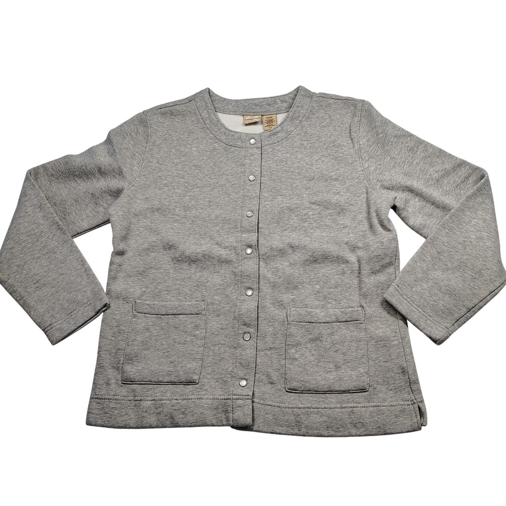 Covington Womens Grey Snap button Front cotton blend Cardigan Sweater Size S